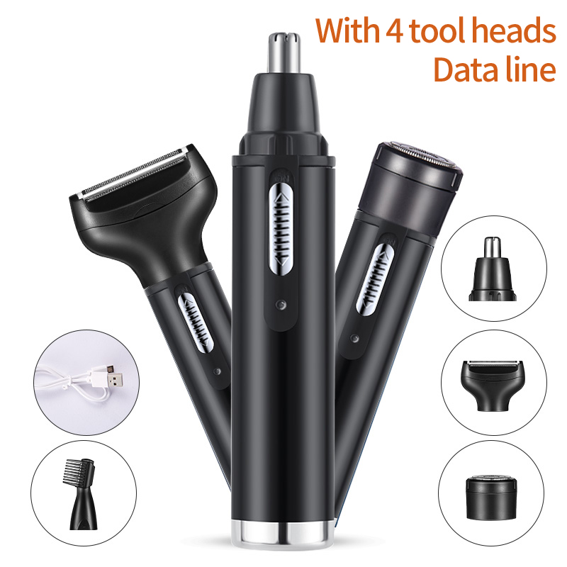 4 In 1 Esc - เครื่องตัดขนจมูกหูไฟฟ้าสำหรับผู้ชายไม่เจ็บปวดแบบชาร์จได้คิ้วเครา 4 ใน 1 เครื่องตัดผมเครื่องโกนหนวด
