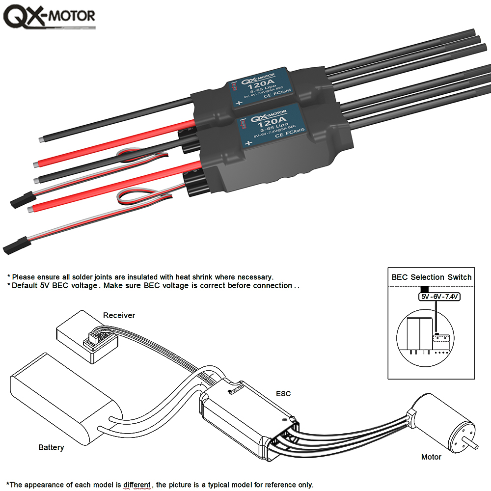 QX-MOTOR 120A ESC 5A BEC 3-6S  - Lipo Battery 6S บทวิจารณ์และราคา